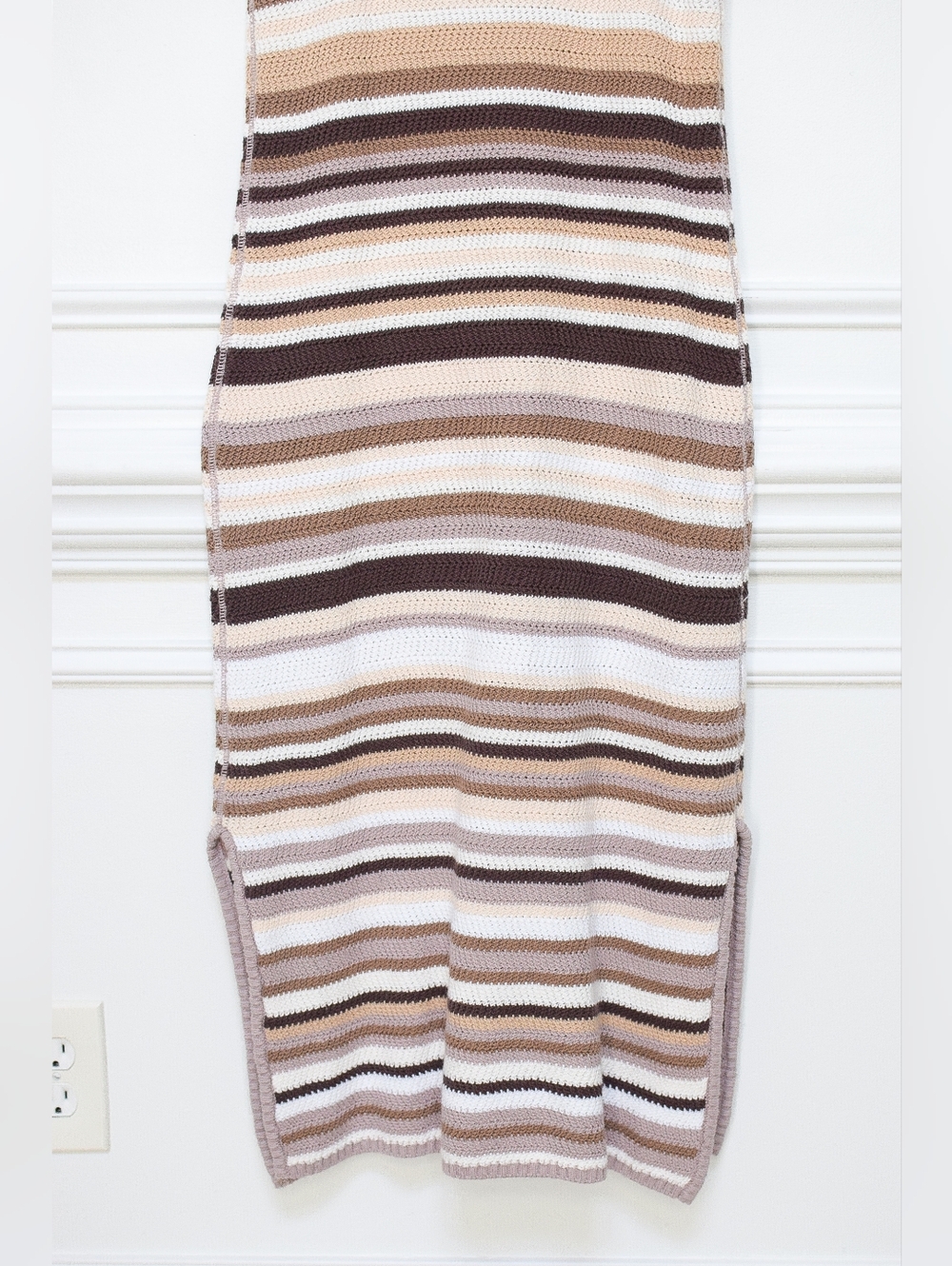 House of Harlow Crochet Maxi Dress Striped Brown Size M - Picture 7 of 9